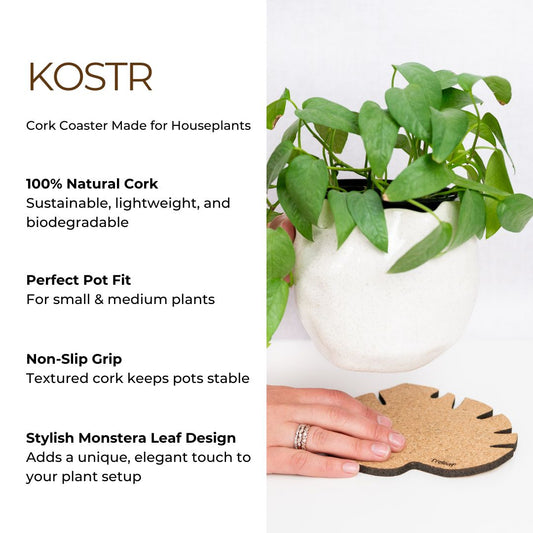 Kostr™ - Monstera Leaf-shaped cork plant pot coaster